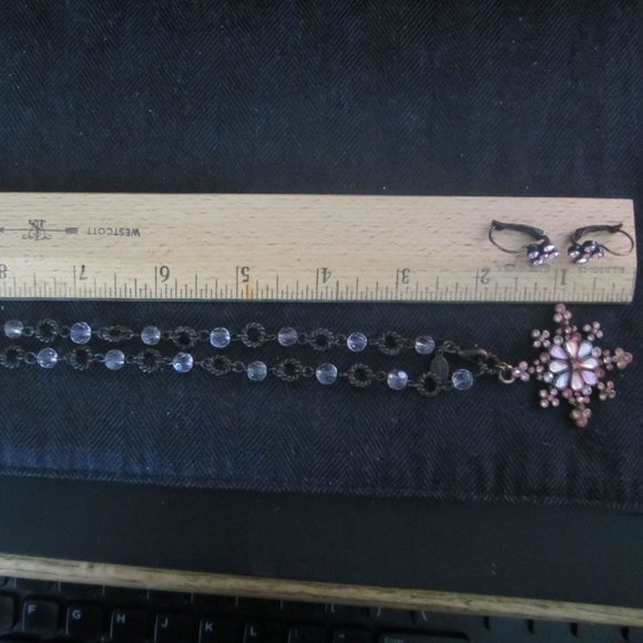 Pink Crystal Necklace & Earrings By Cookie Lee - Picture 6 of 6